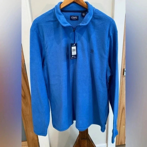 Chaps 1/4 Zip Soft Warm Fleece Pullover Sweatshirt Marine Blue Men’s XL New - Picture 4 of 10
